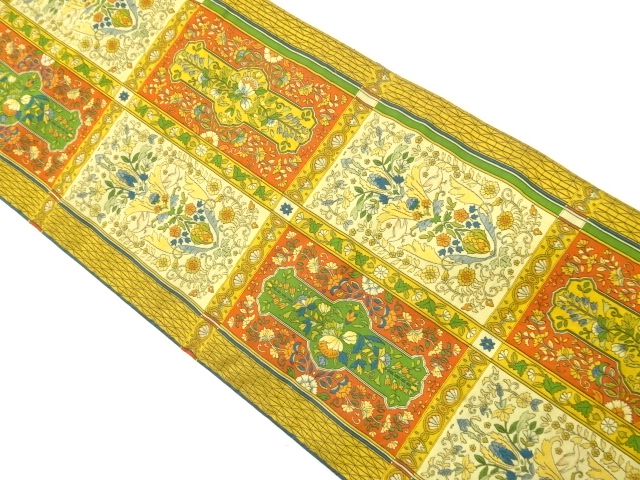 JAPANESE NAGOYA OBI / WOVEN FLOWER & BIRD